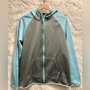 Nike Light Blue and Gray Full-Zip Hoodie